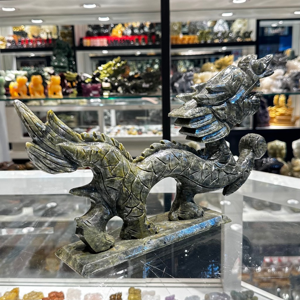 Rồng lam ngọc xanh nhạt (lớn), Tượng đá phong thủy GM182