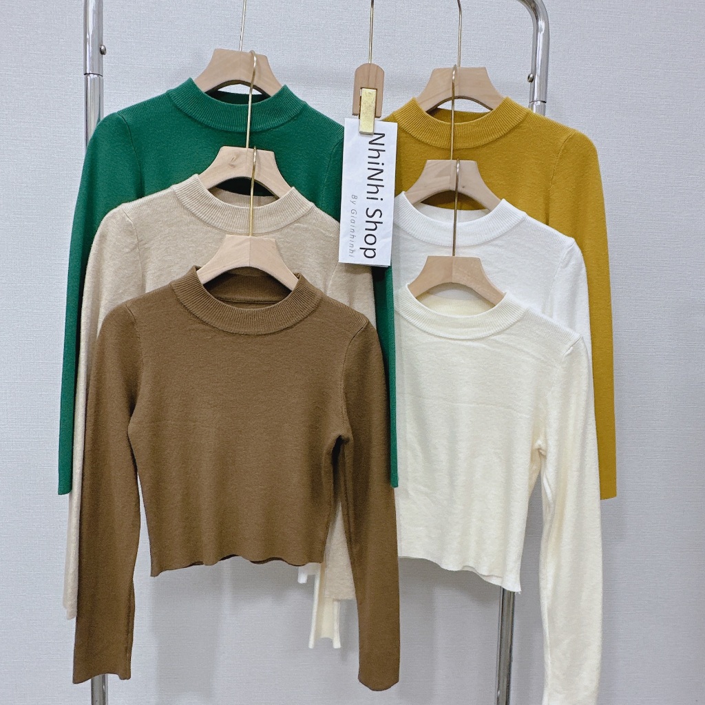 Áo len ôm mịn lông thỏ croptop dài tay dáng ngắn AL9824 - NhiNhi Shop