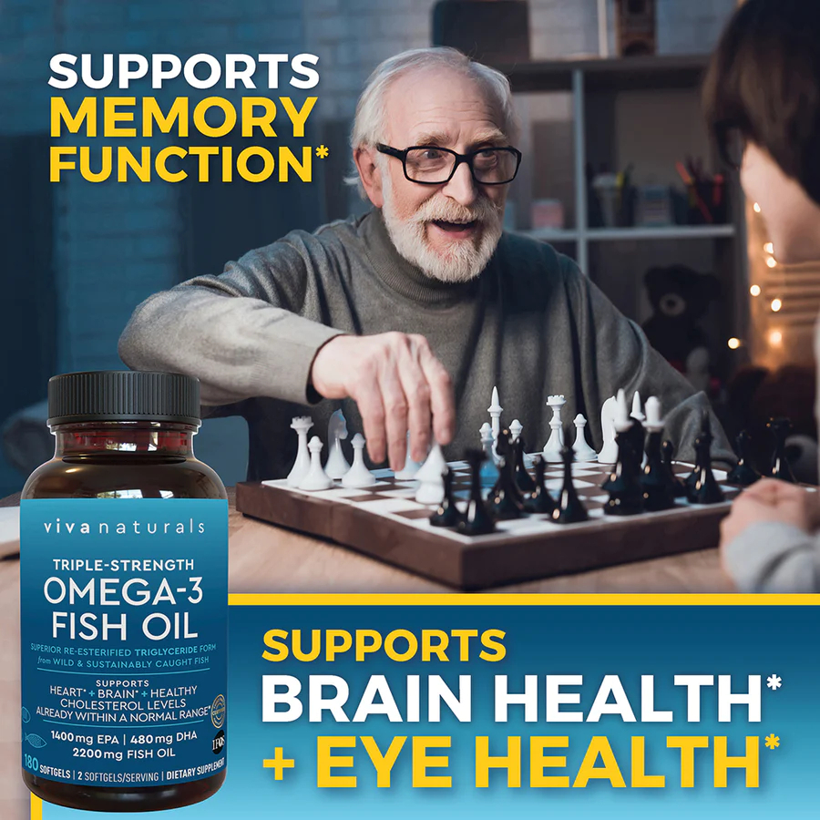 Dầu cá liều cao tốt ƞhất thế giới ''Viva Naturals'' 2000mg EPA + DHA cô đặc 90% : 180 viên