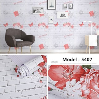 10M giấy dán tường sẵn keo gạch hoa (dài 10m x rộng 45cm /cuộn ) 5407