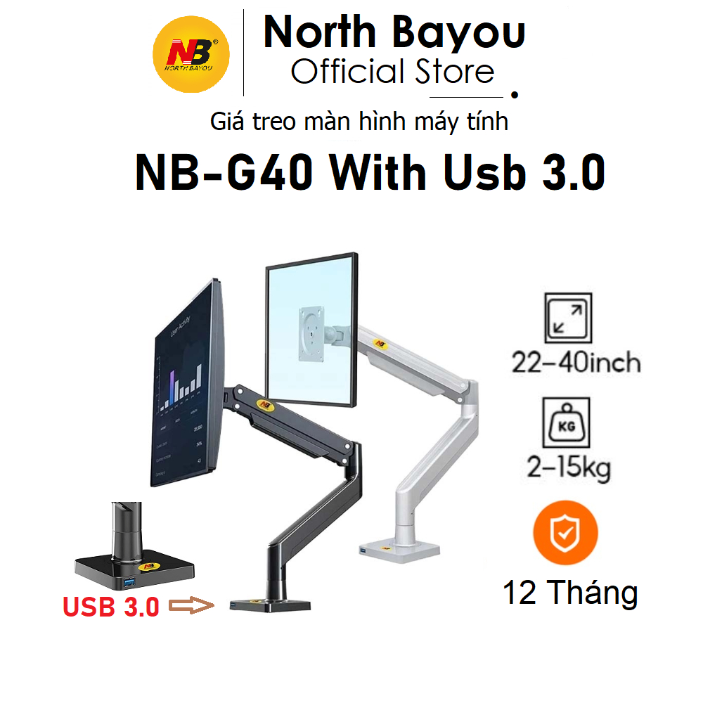 Giá treo màn hình máy tính North Bayou NB-G40 từ 22-40inch, Max tải 15kg, Chuẩn VESA