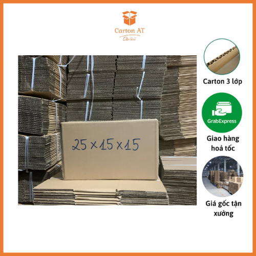 Hộp carton 25x15x15 hộp shipcod – thùng carton đóng gói – hộp carton đóng hàng Carton AT