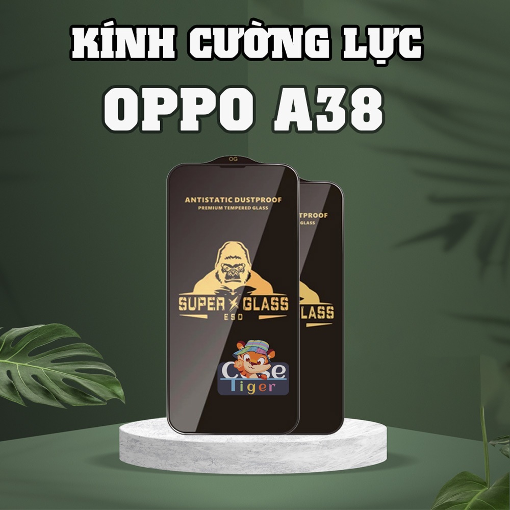 Cường lực KK Đen OPPO A38 full màn, Chống bám vân tay