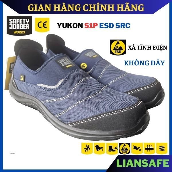 Giày bảo hộ lao động nam không daya Safety Jogger Yukon S1P siêu nhẹ thoáng khí - Giày công trình chống đinh mũi thép