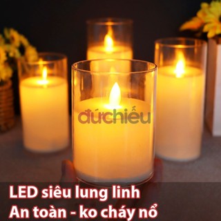  Nến ly cốc điện tử dùng pin loại to siêu lung linh trang trí decor resort party – Đức Hiếu Shop 
