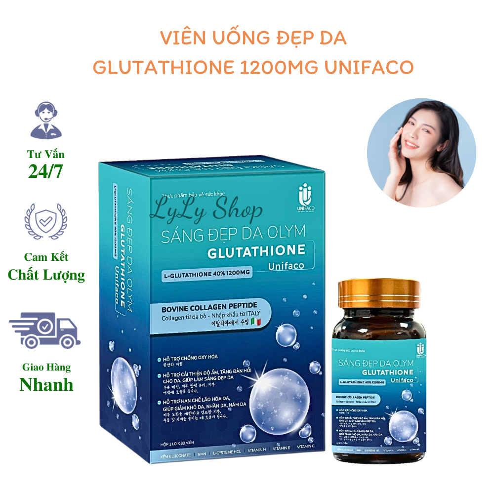 Viên Uống Trắng Da Glutathione 1200mg sáng đẹp da Olym Unifaco, cải thiện độ ẩm, ngăn ngừa nám lylyshop