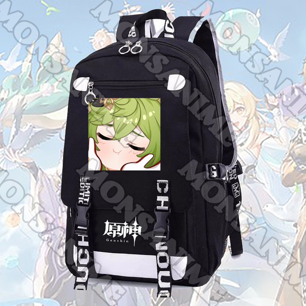 Balo nam nữ in hình GENSHIN IMPACT ver BẸO MÁ cặp sách đi học tiện lợi thời trang