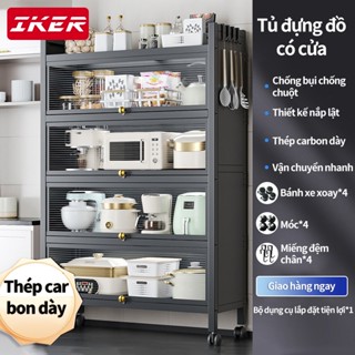  Giá kệ bếp đựng đồ gia dụng đa năng,kệ để lò vi sóng vật dụng trong bếp,động 5 tầng có bánh xe có,đựng có nắp tủ gia dụn 