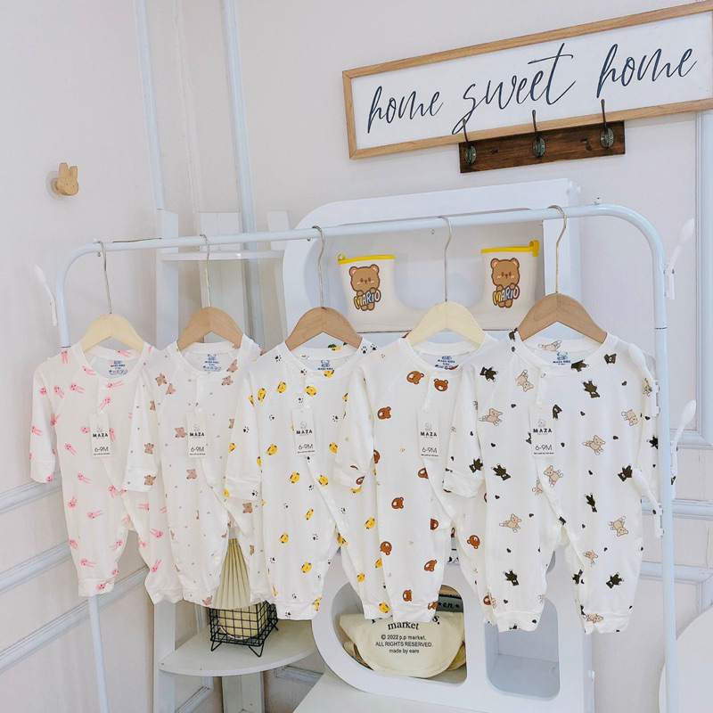 Body dài tay cho bé trai, bé gái, bodysuit liền thân chất pettit đẹp mặc nằm điều hoà ok ạ