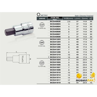 Vít lục giác TOPTUL BCDA0803 1/4" 3-6MM