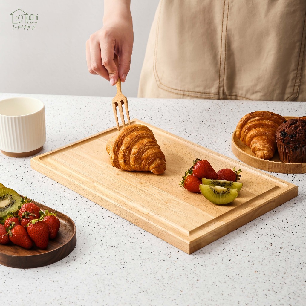 Thớt gỗ đa năng thiết kế tay cầm và chữ nhật nhỏ gọn, thớt gỗ Monssetori siêu bền, tiện dụng, đa năng