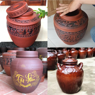 Chum ngâm rượu 20 lít bát tràng đẹp, tinh xảo, chum sành 20l cao cấp, bình sành đựng rượu 20 lít giá rẻ
