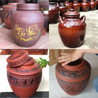 Chum sành ngâm rượu 10 lít bát tràng, chum đựng rượu 10l giá rẻ, bình sành 10 lít cao cấp