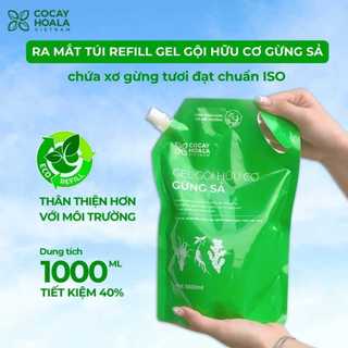 Túi refill 1000ml- dầu gội hữu cơ gừng sả cỏ cây hoa lá - ngăn dầu bết tóc và giảm gàu ngứa