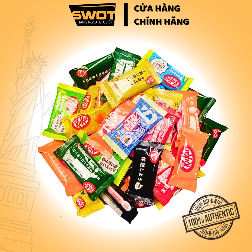 Bánh xốp KITKAT Nhật Bản 100g mix nhiều vị, Bánh xốp giòn thơm, kết giữa socola & sữa ăn vặt siêu ng