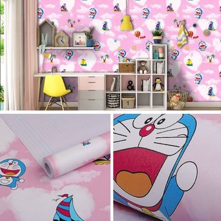 10M Giấy Dán Tường Doremon Hồng TK Khổ rộng 45cm 5288-1