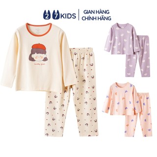 Bộ quần áo dài tay cho bé gái 27Kids đồ bộ xuân hè nữ cho trẻ từ 4-14 tuổi GLSE3