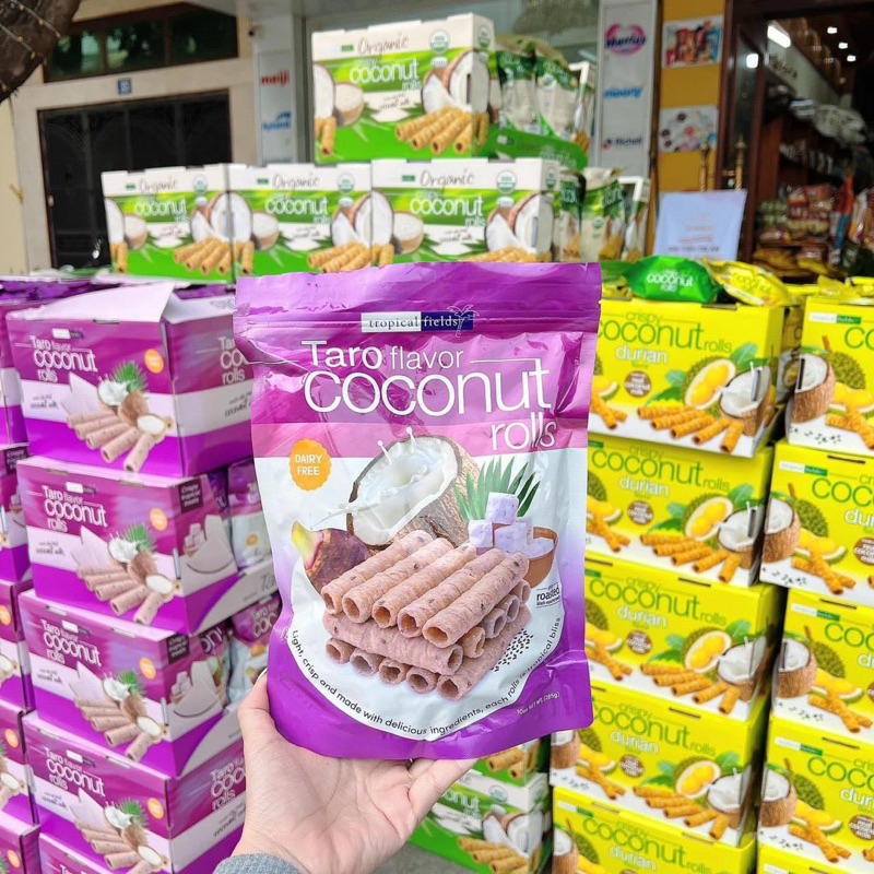 Bánh dừa cuộn ống Thái Lan thơm ngon giòn rụm 100% tự nhiên