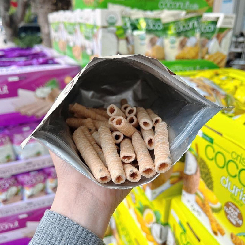 Bánh dừa cuộn ống Thái Lan thơm ngon giòn rụm 100% tự nhiên