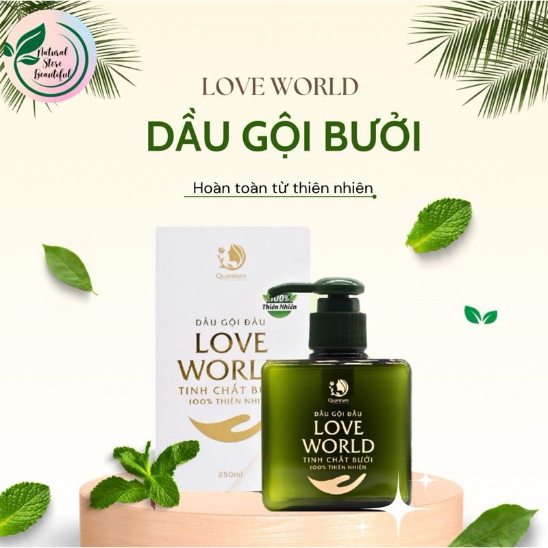 Dầu gội bưởi LOVEWORLD tinh chất bưởi 100% thiên nhiên, kích thích mọc tóc, giảm gãy rụng, sạch gàu, tóc mềm mượt óng ươ