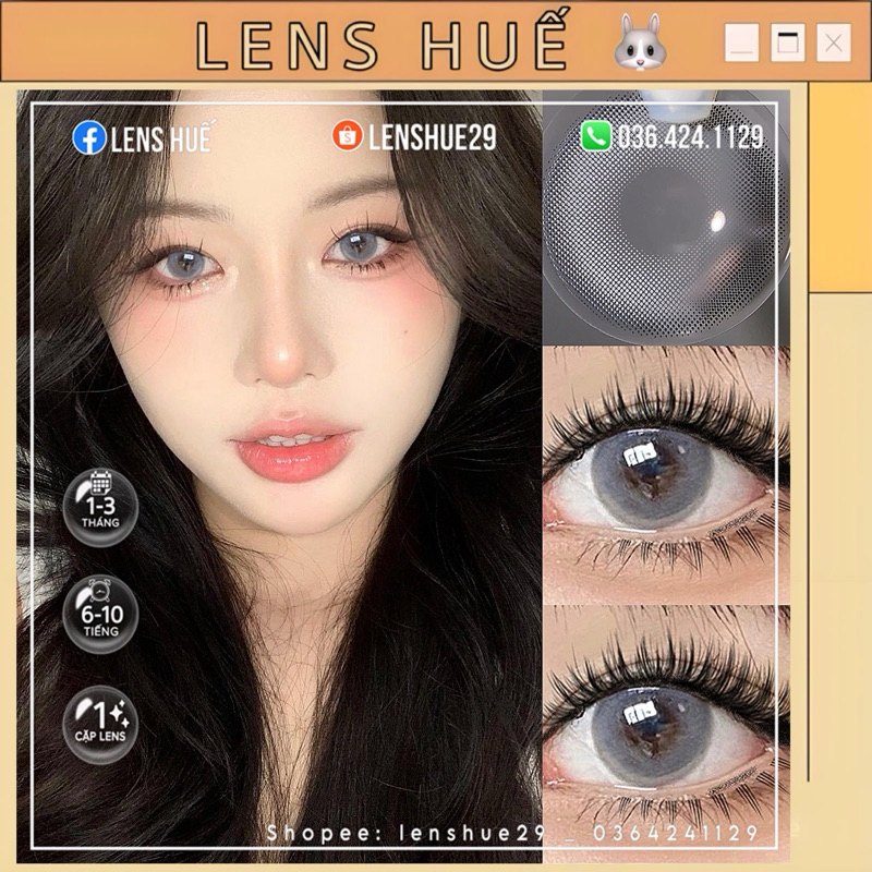 💗 - Lens mắt  XÁM sữa có viền 14.5mm tây nhẹ tone Hàn - 🐰