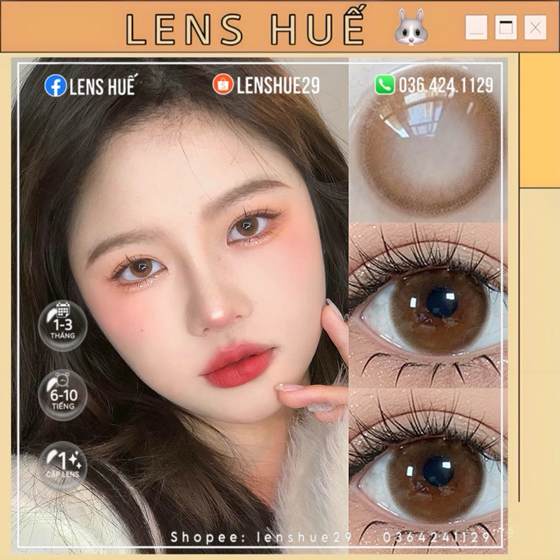 LENS BROWN - nâu cam rõ màu 14.2mm tone Hàn, trung giãn nhỏ - Lens Huế 🐰
