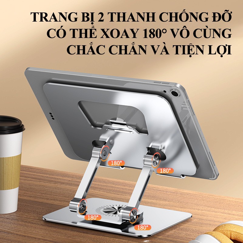Giá đỡ ipad, máy tính bảng nhôm hợp kim xoay 360 độ