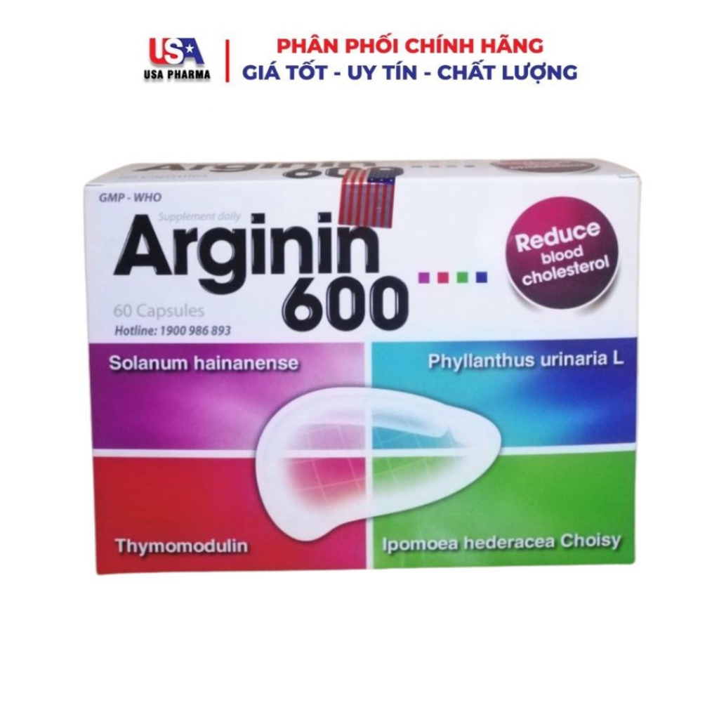 ARGININ 600 HỘP 60 VIÊN- BỔ GAN, GIẢI ĐỘC TĂNG CƯỜNG CHỨC NĂNG GAN, BẢO VỆ TẾ BÀO GAN