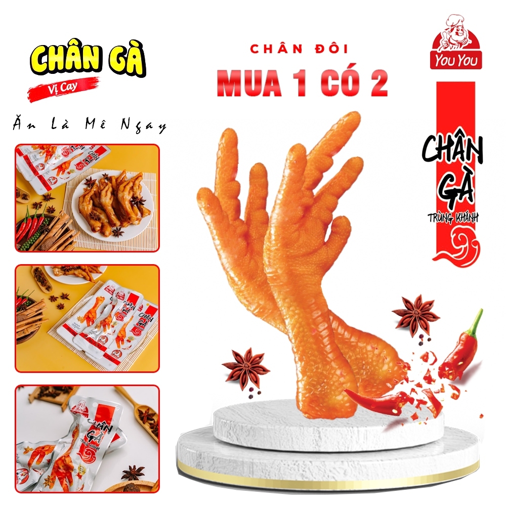 Mua 1 được 2 siêu hời-Combo 10 Chân Đôi chân gà Trùng Khánh vị tê cay 55g