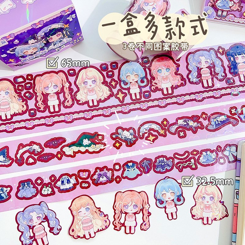 BỘ 3 cuộn / Hộp sticker búp bê dễ thương -Happyfunny