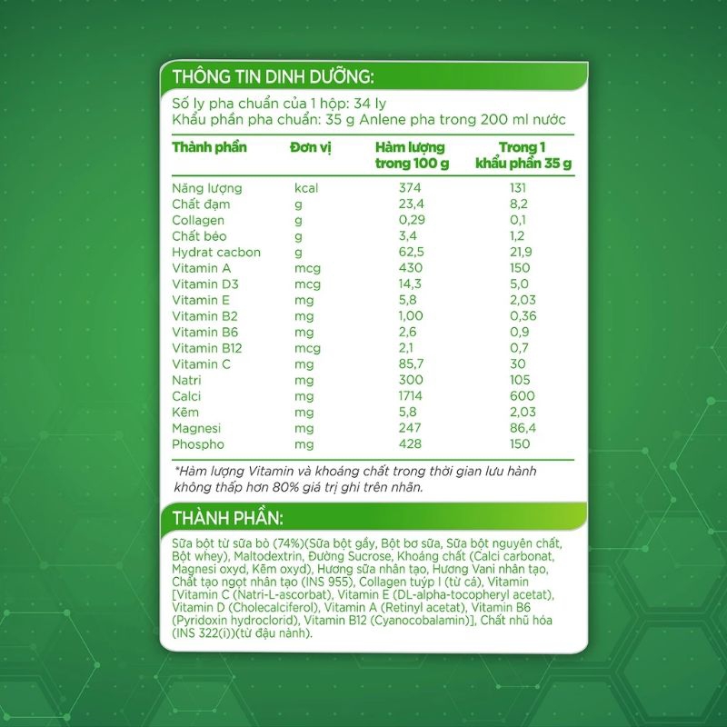 Sữa Bột Anlene Gold 3X Hương Vani 1.2Kg