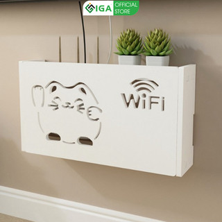 Kệ wifi treo tường họa tiết mèo dễ thương nhựa composite thương hiệu IGA - IG345