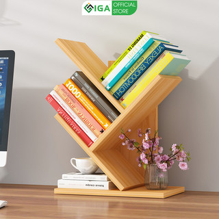 Kệ sách gỗ để bàn hình cây 3 tầng gỗ mdf phủ melamin chống xước thương hiệu IGA - GP113
