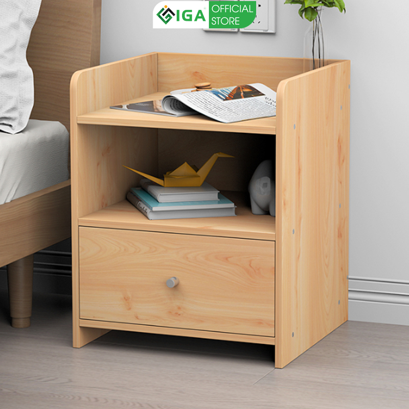 Tủ đầu giường có ngăn kéo gỗ MDF phủ melamin chống xước thương hiệu IGA - GP104