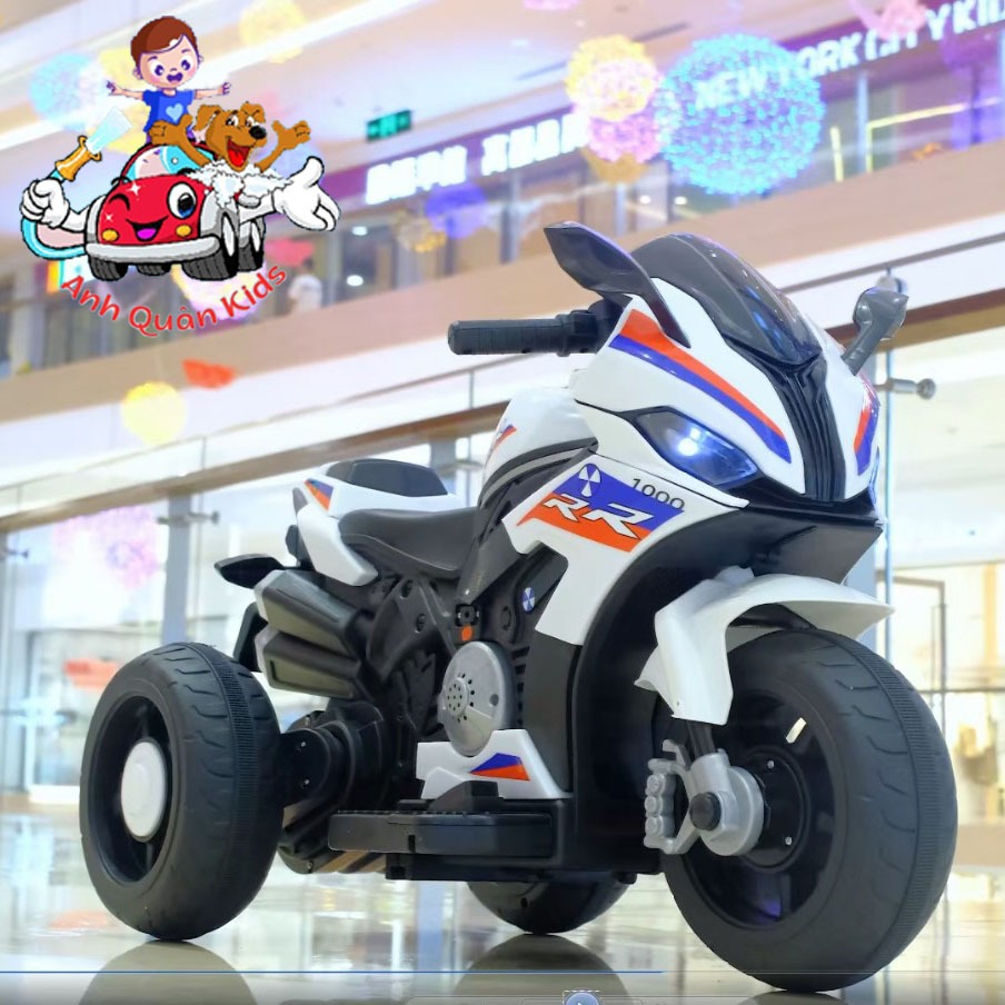 Xe moto, xe máy điện cho bé R1000 trọng tải 35kg có kèm sạc đủ màu cho bé Anh Quân Kids