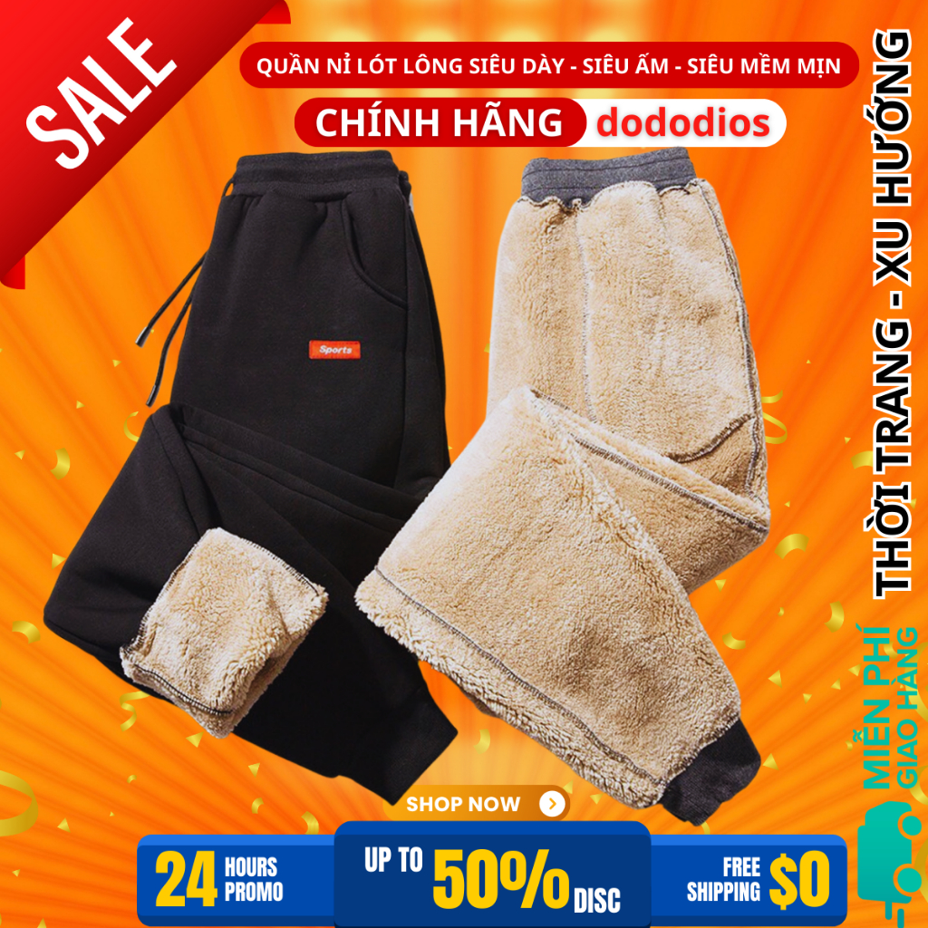 Quần nỉ nam thể thao lót lông cao cấp dày dặn đủ size từ 48-100kg jogger cho nam chính hãng dododios