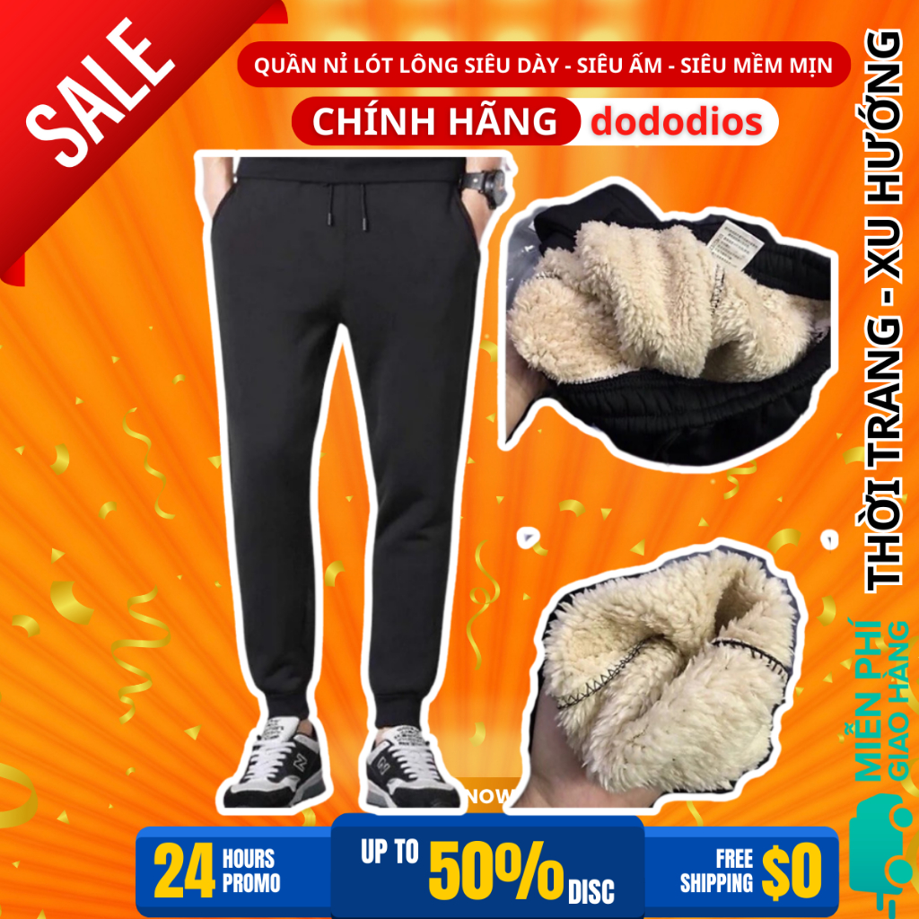 Quần nỉ nam thể thao lót lông cao cấp dày dặn đủ size từ 48-100kg jogger cho nam chính hãng dododios
