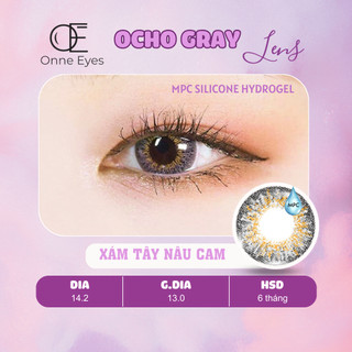 Kính áp tròng Ocho Gray ONNEEYES lens cận sử dụng 6 tháng màu xám tây nâu cam chất liệu MPC Silicone giãn tròng to