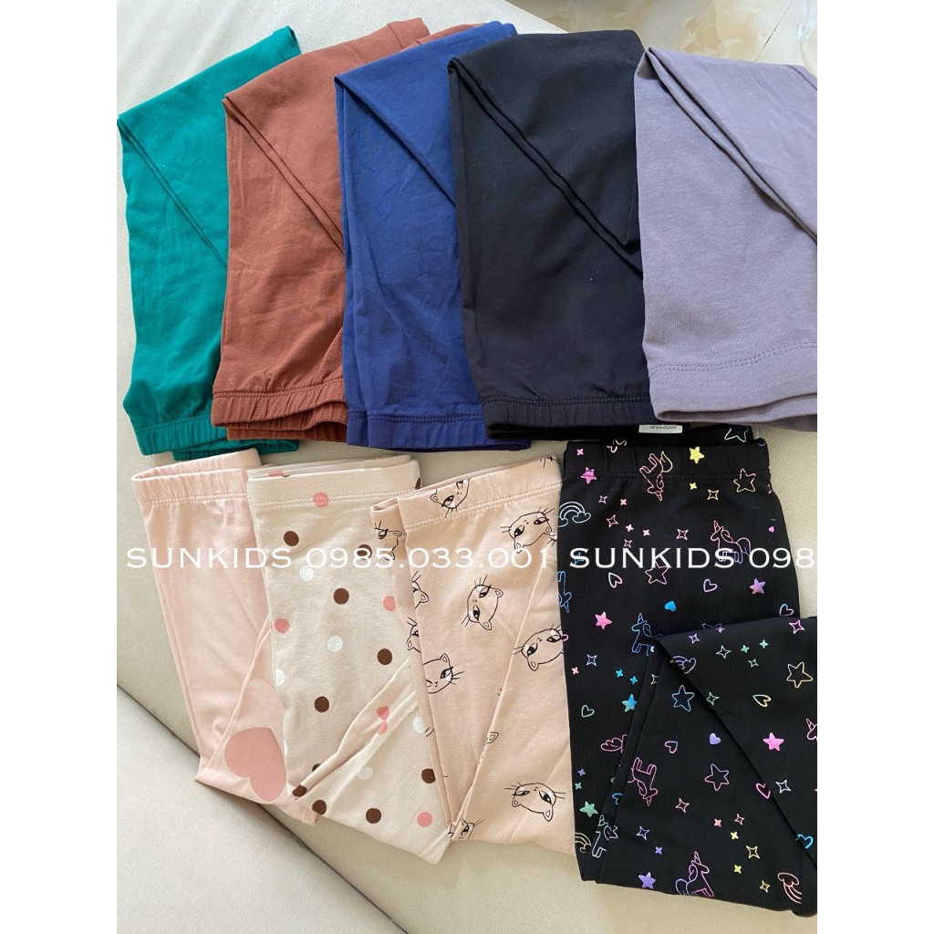 Quần legging bé gái cotton co dãn TRƠN