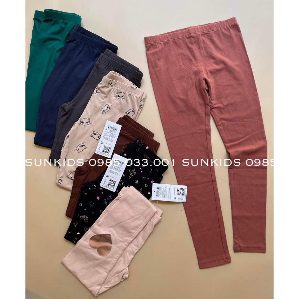 Quần legging bé gái cotton co dãn TRƠN