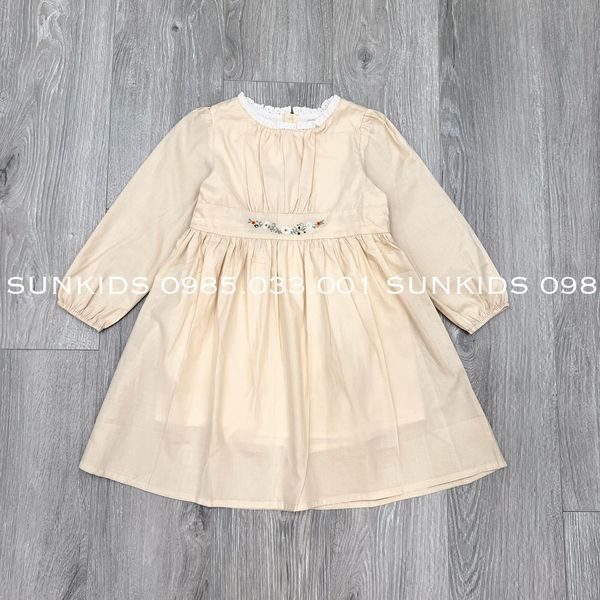 Váy bé gái Susu xếp ly thêu hoa eo