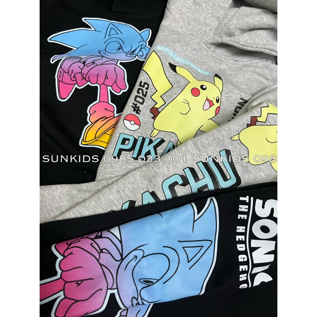 Bộ nỉ hoodie bé trai bé gái họa tiết