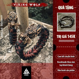 Vòng tay nam, handmade, đẹp, không gỉ Viking Wolf Amigos