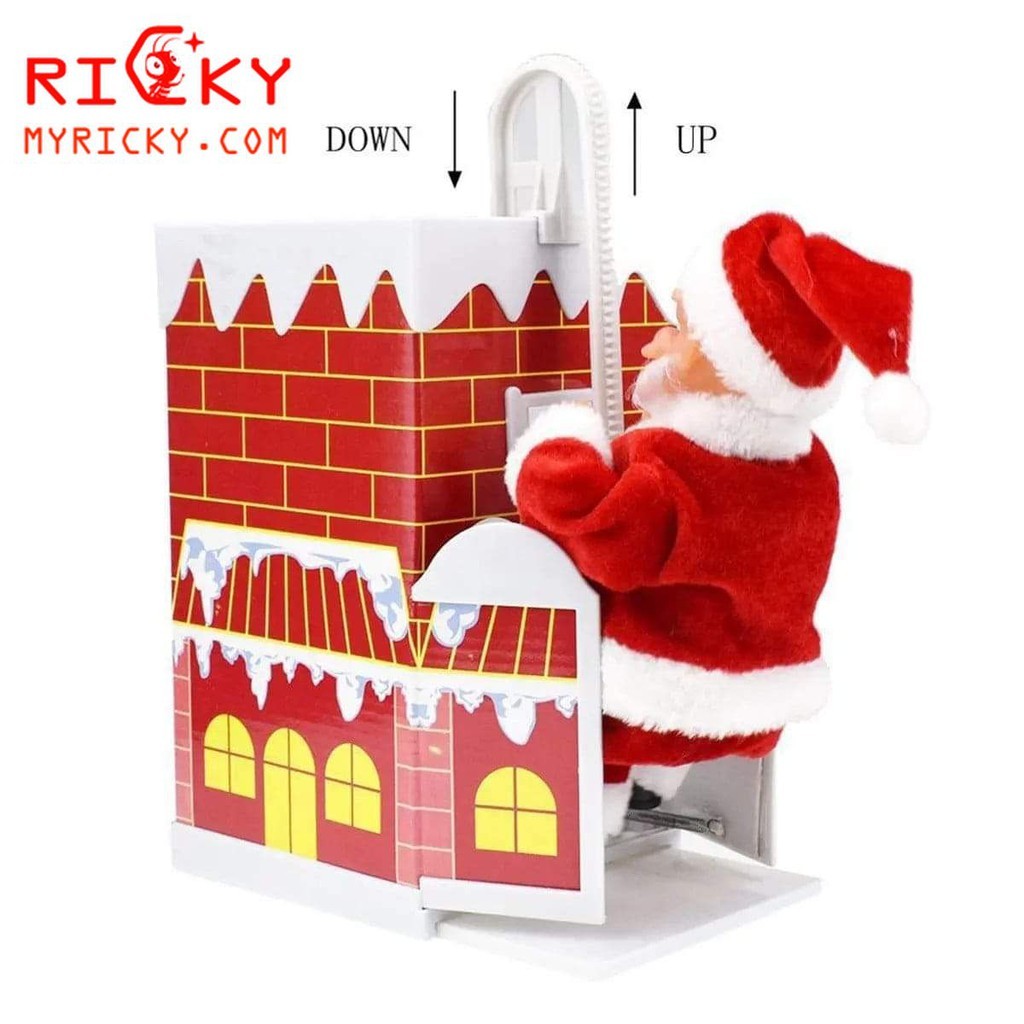 Đồ Chơi Ông Gìa Noel Chui Ống Khói Có Đèn Có Nhạc - Qùa Tặng giáng Sinh Cho Bé