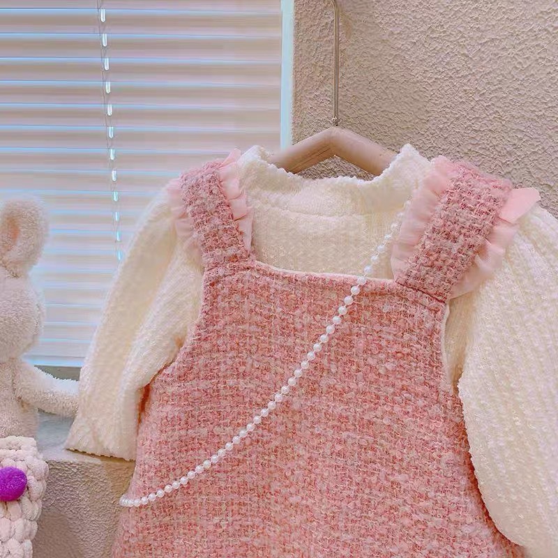 Sét váy dạ kèm áo trong cho bé gái kèm cả túi xinh xinh