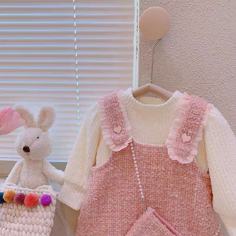 Sét váy dạ kèm áo trong cho bé gái kèm cả túi xinh xinh