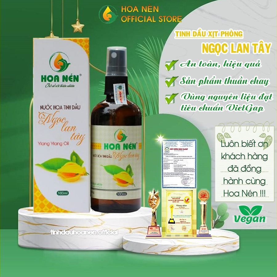 Tinh dầu ngọc lan tây Hoa Nén xịt phòng 100ml_Giúp khử mùi, đuỗi muỗi, tạo hương thơm dịu nhẹ, sang trọng