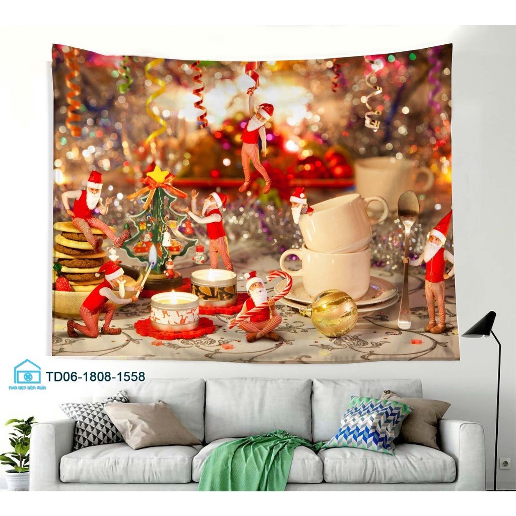 Tranh vải Tín Phát  giáng sinh ,  noel merry christmas , backdrop chụp ảnh, sự kiện noel, live tream