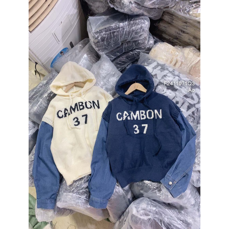 Áo len có nón pha tay jean dài 1123 thaotranshop90