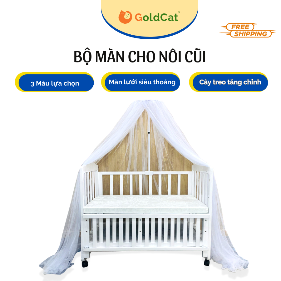 Màn Cũi Cho Bé GOLDCAT Và Khung Treo Dùng Cho Nôi Cũi, Mắt Lưới Chông Muỗi, Khung Treo Tăng Chỉnh Chiều Cao Thoáng Mát